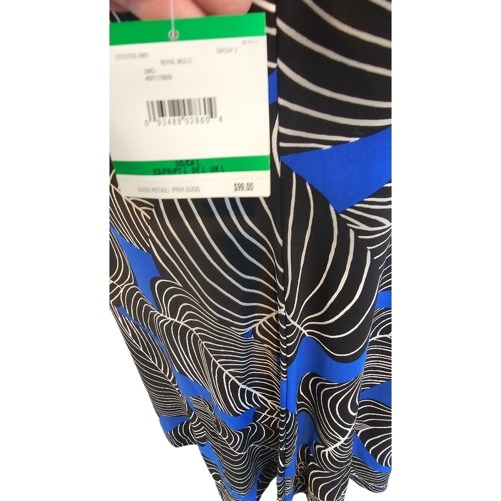 Anne Klein Size L Sleeveless Shift Dress Blue Black White - Picture 7 of 12